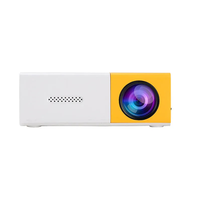 YG300 mini portable projector in yellow with 1080p resolution and 100ANSI brightness for home use
