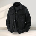 Men's slim fit Lycra casual coat in black with thickening lining shown front view
