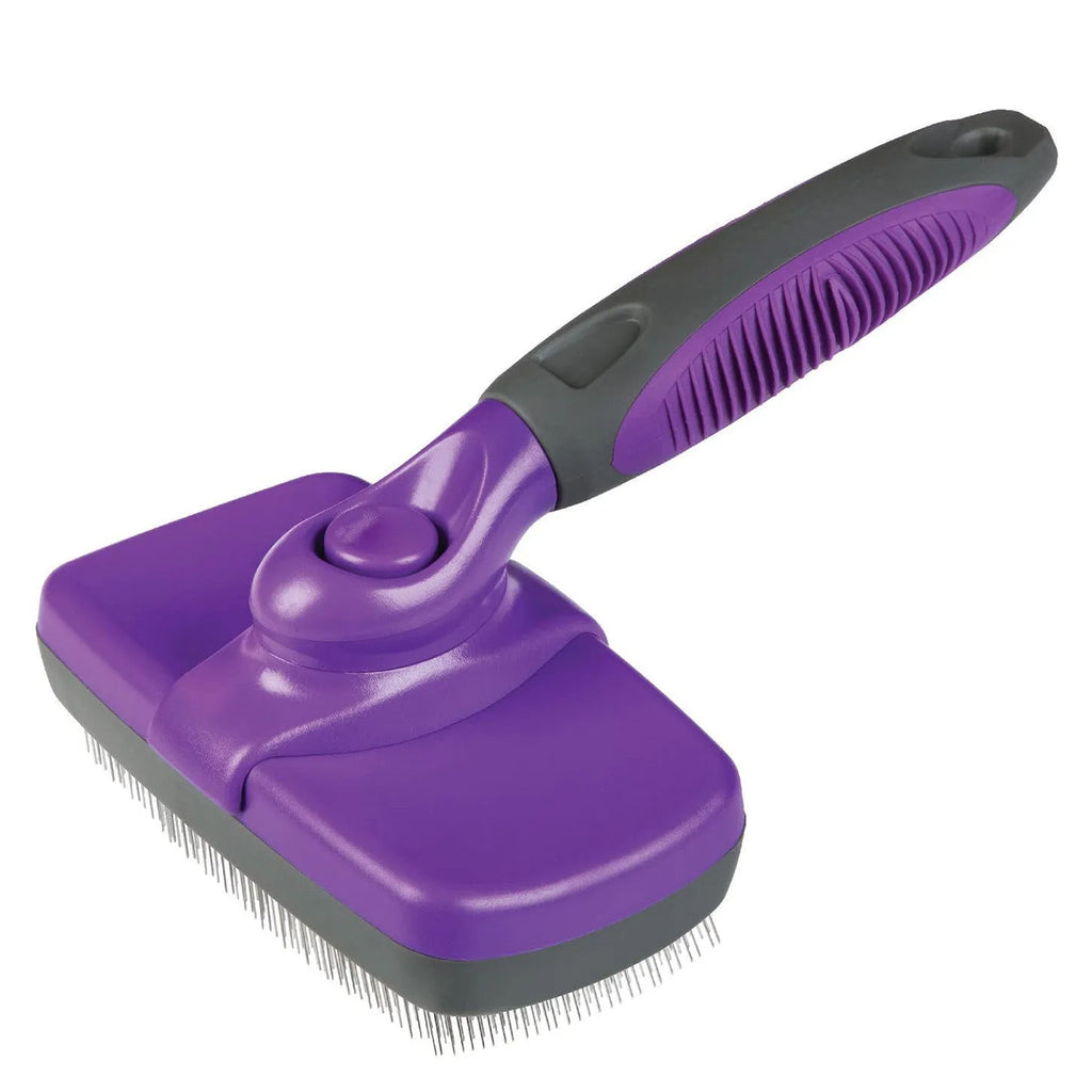 Self-cleaning PP slicker brush with 12.5x7cm comb surface for removing floating hair from dogs and cats