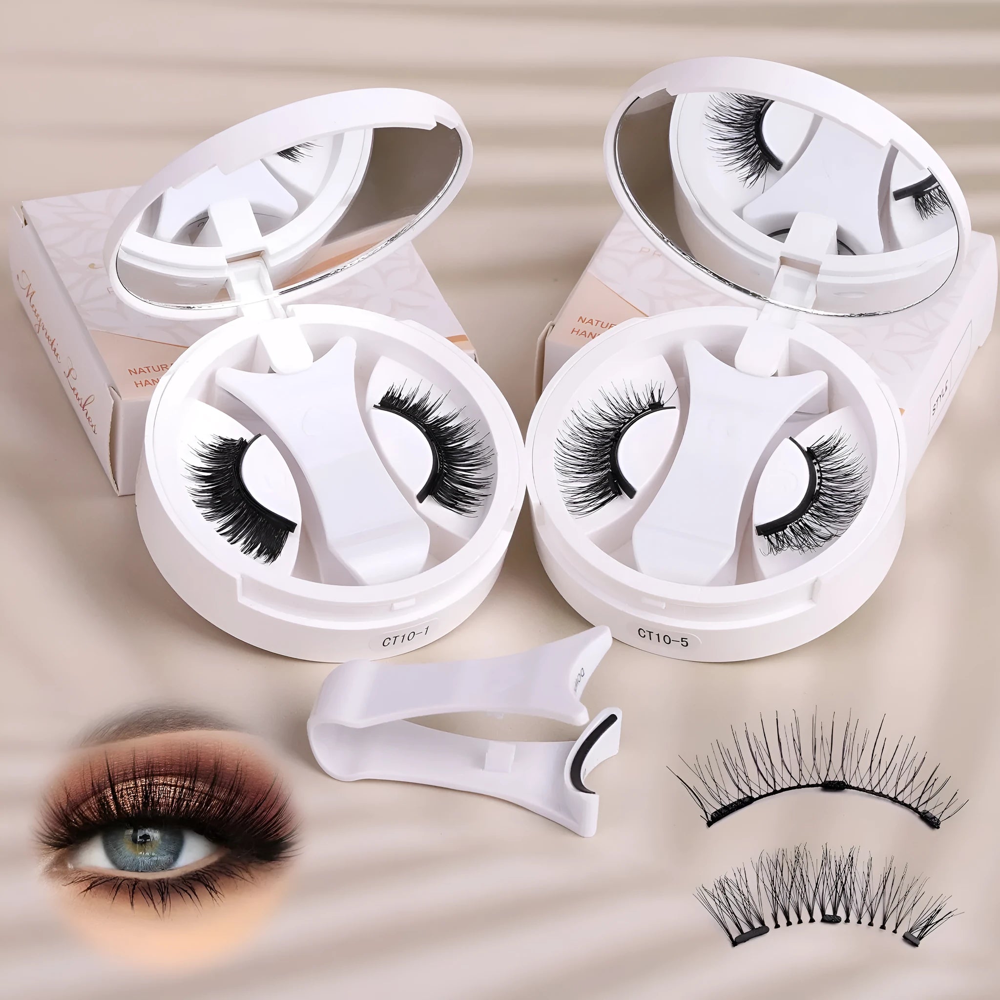 Portable magnetic false eyelashes with integrated soap holder in chemical fibre construction