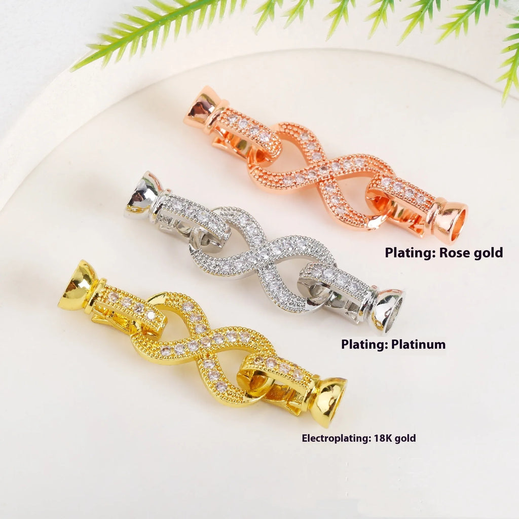 Small gold-plated brass jewellery clasp with white pearl detail for DIY necklace projects