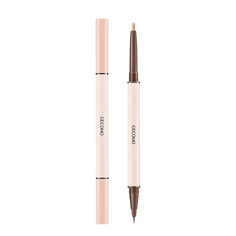 Double-headed silkworm pen eyeliner showing Floating Platinum and Born Nude Apricot colours