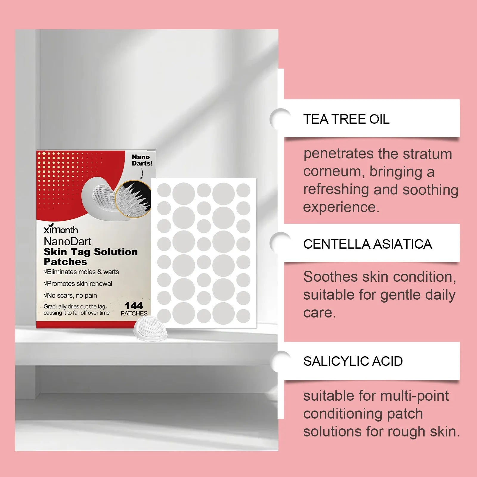 Skin wart invisible repair patch set with 144 clear patches and one microneedle patch