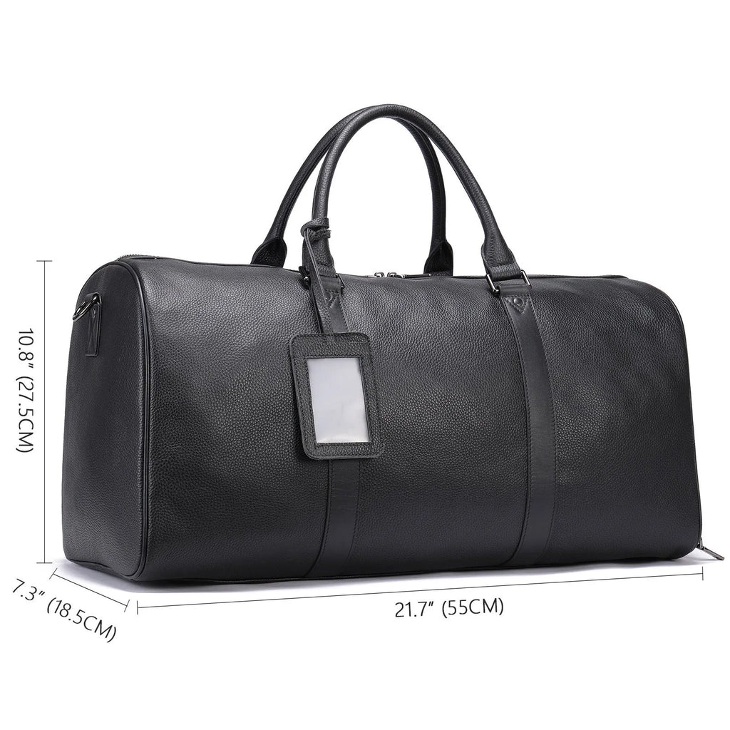 Men's leather excursion bag with shoulder strap in black and coffee colour options
