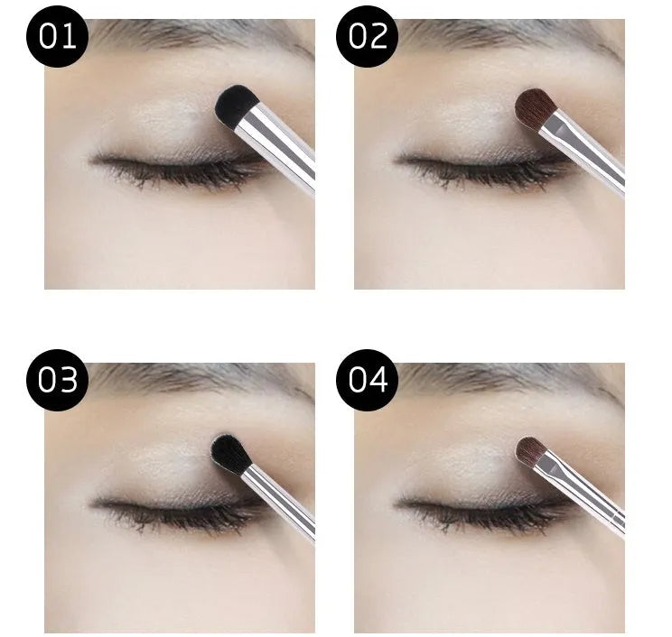 Six-piece eye makeup brush set with artificial fibre and animal hair bristles, colour option 6 eye brushes.