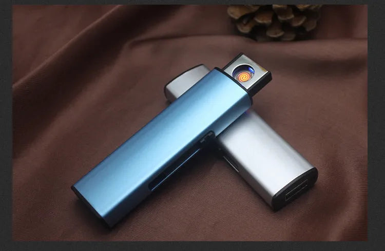 Rechargeable metal cigarette lighter with windproof function in random colours from 20-piece set