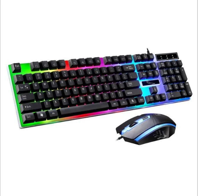 G21 wired mouse and keyboard set with suspended lighting keyboard and 1000dpi optical mouse in black