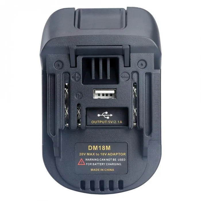 Black Milwaukee DM18M to Makita H99F battery adaptor converter for power tools