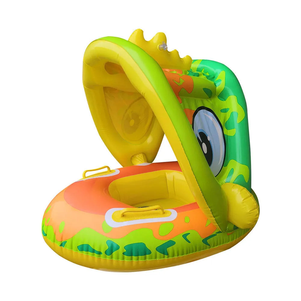 Children's inflatable swimming ring with detachable dinosaur canopy, PVC, 65x65x55cm