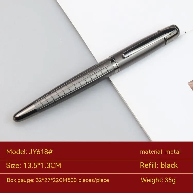 Gun grey metal rollerball pen for office use with water-based ink refills