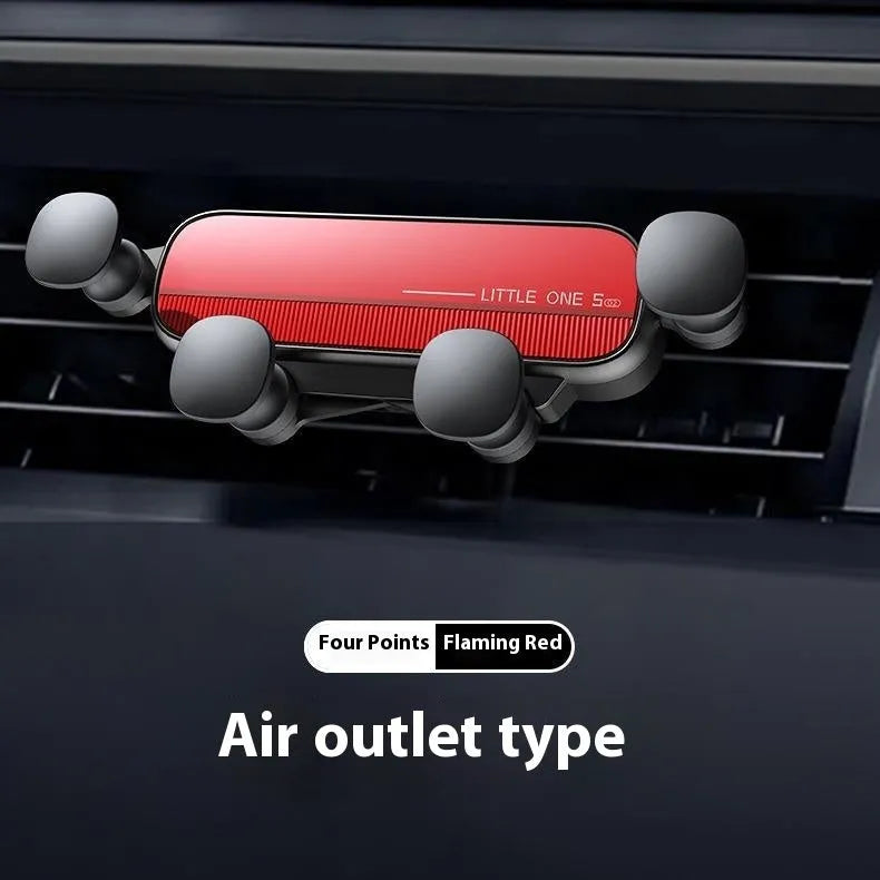 Gravity damping car air outlet phone mount in elegant silver with 17mm ball head sucker and 48g weight