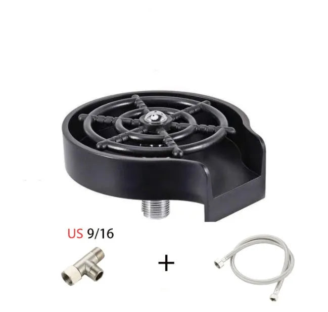 Black automatic stainless steel glass washer with ABS base and copper hose for pressure washer.