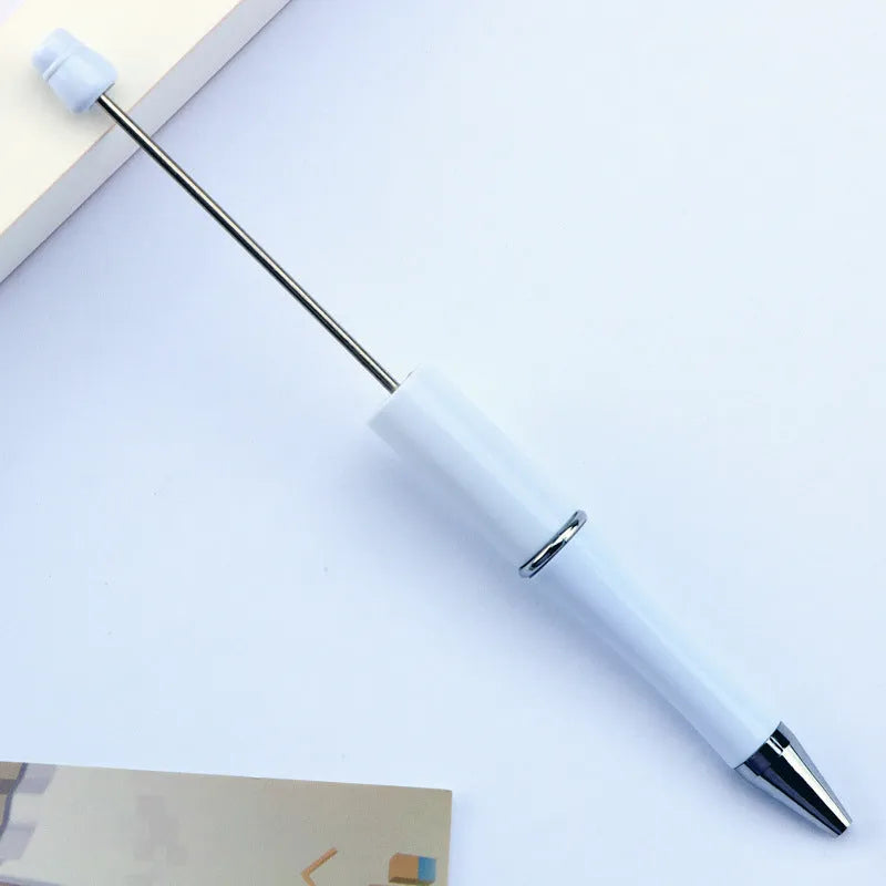 Creative plastic beaded ballpoint pen with spinning chain in multiple colour options