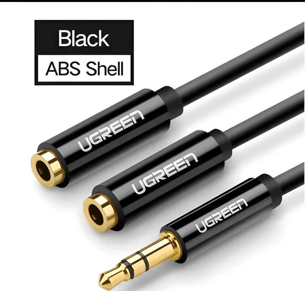 20cm replacement earphone cable with 3.5mm gold-plated connectors in black, grey or white colours