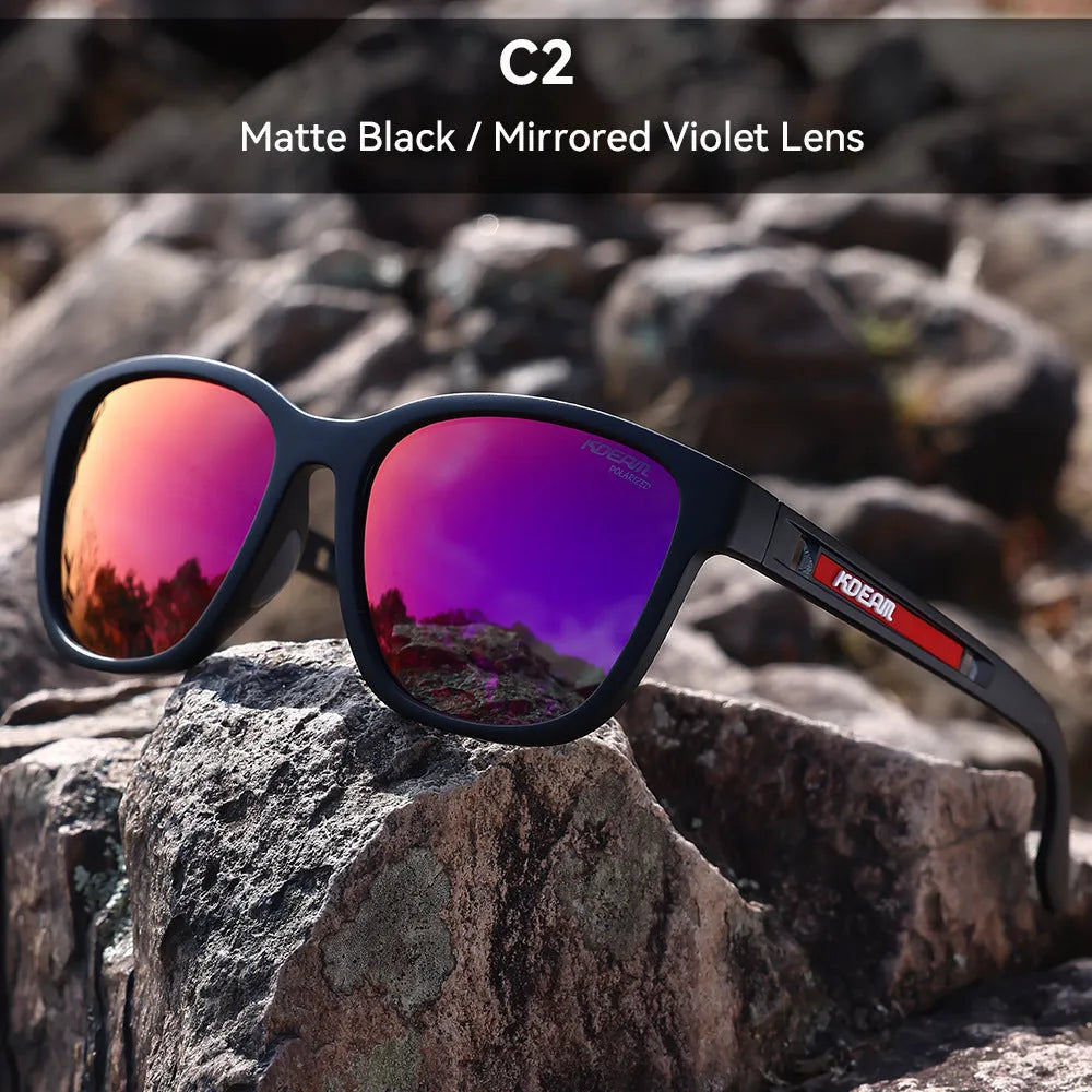 Retro style metal hinge sunglasses with TAC lenses shown in one of five available colours for outdoor use.