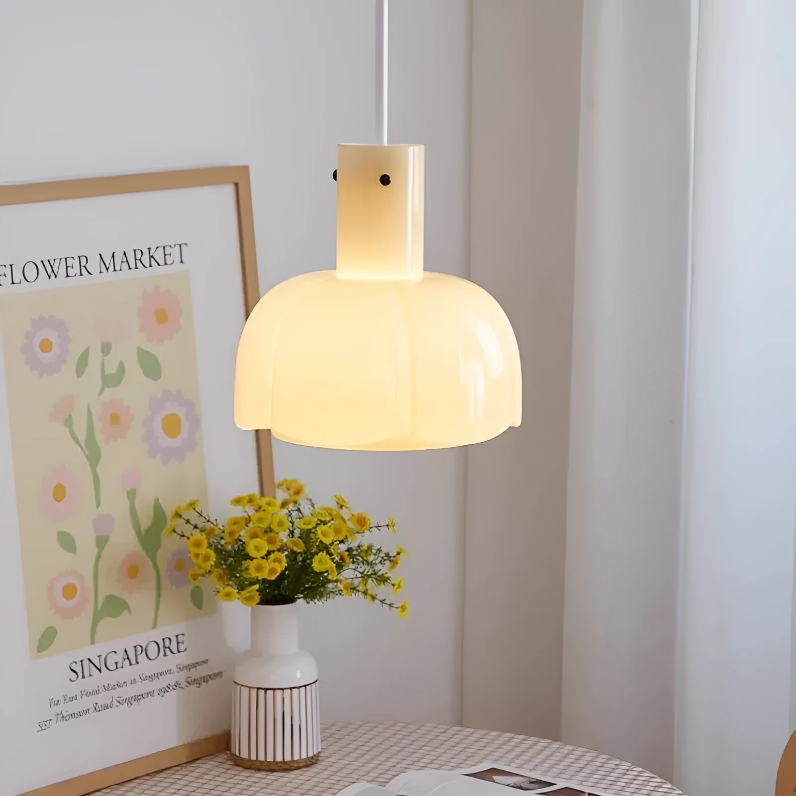 Retro medieval-style glass bud chandelier pendant light in a choice of coloured shades.