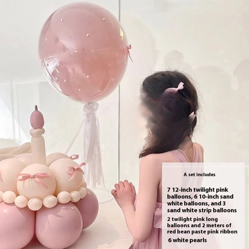 Round balloon bouquet cake decoration DIY kit with complete balloon sets for birthday parties