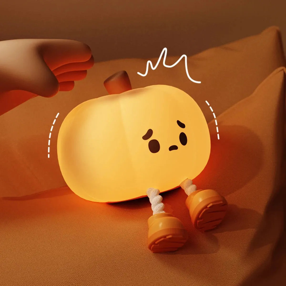 Silicone Pumpkin Lantern Night Light for Bedroom Sleep Lamp Bedside Pat Lamp Sleeping Companion Cartoon Ornaments Children's Night Light with 500mAh Battery Safe and Cute Design