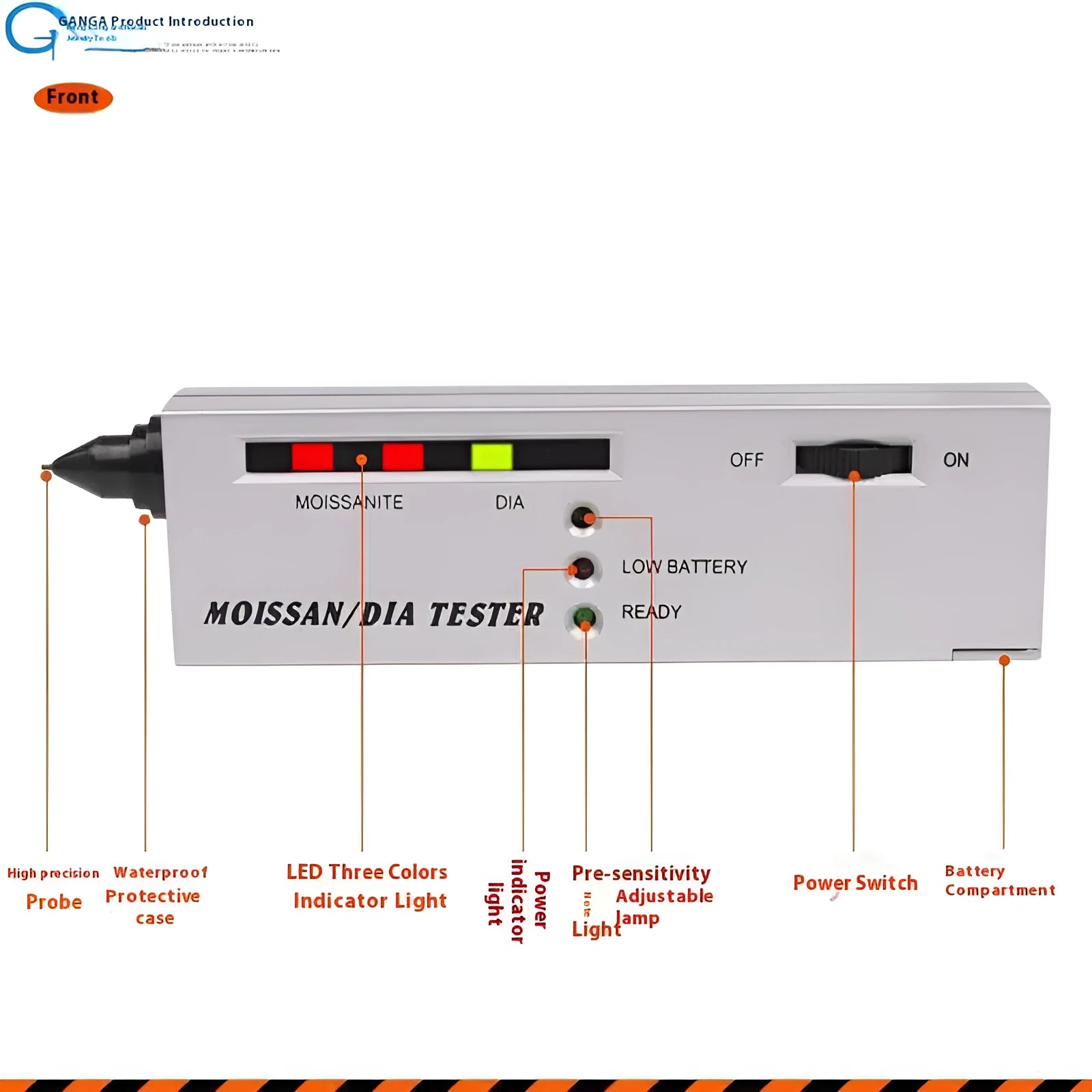 White intelligent calorimeter moissanite detector handheld tool for diamond authentication