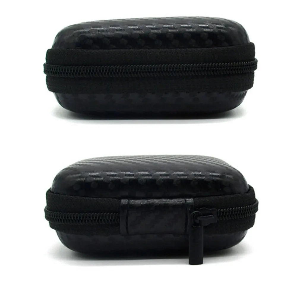 Mini black travel storage case for GoPro and action cameras, compact size 7.5cm x 5.5cm x 2.5cm