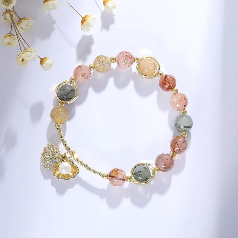 Natural colourful hair crystal bracelet for women, cartoon animal style, electroplated finish