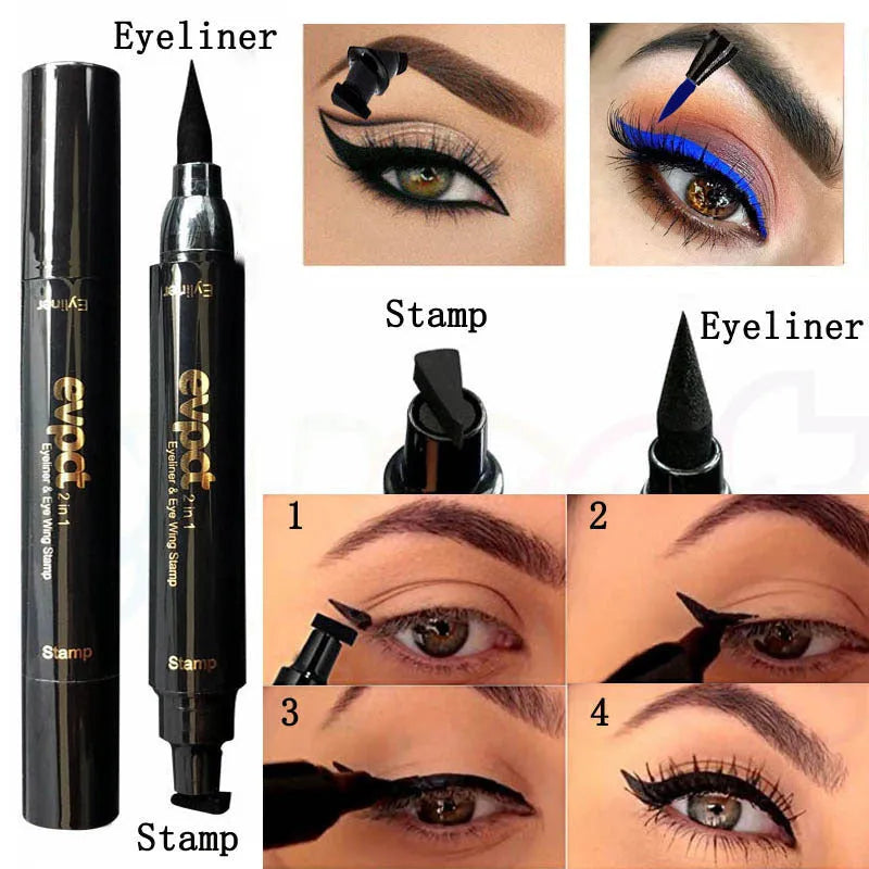Evpct double colour seal eyeliner pen 15.5g in brown, green, pink, purple, blue, red, and black shades