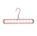 Plastic clothes hanger organiser with rotating hook in various colour options on white background