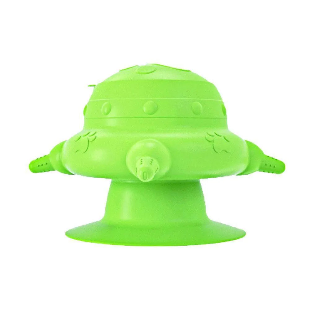Pink silicone pet nursing device with pacifiers for feeding puppies and kittens.