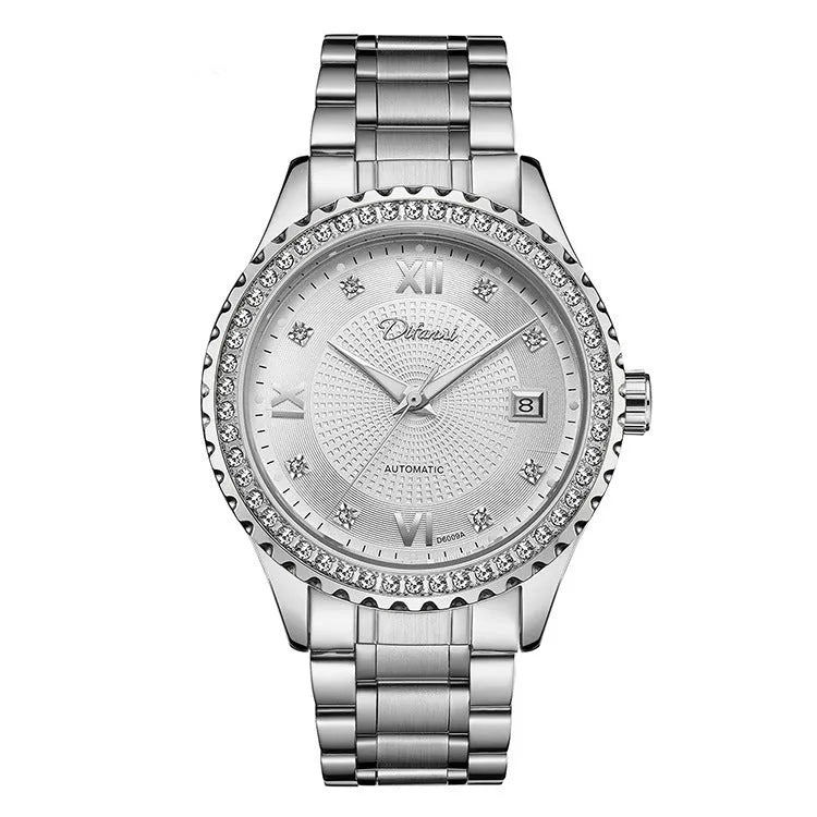 Fashionmonger men's gold and silver automatic mechanical watch with luminous hands on white and black dial.
