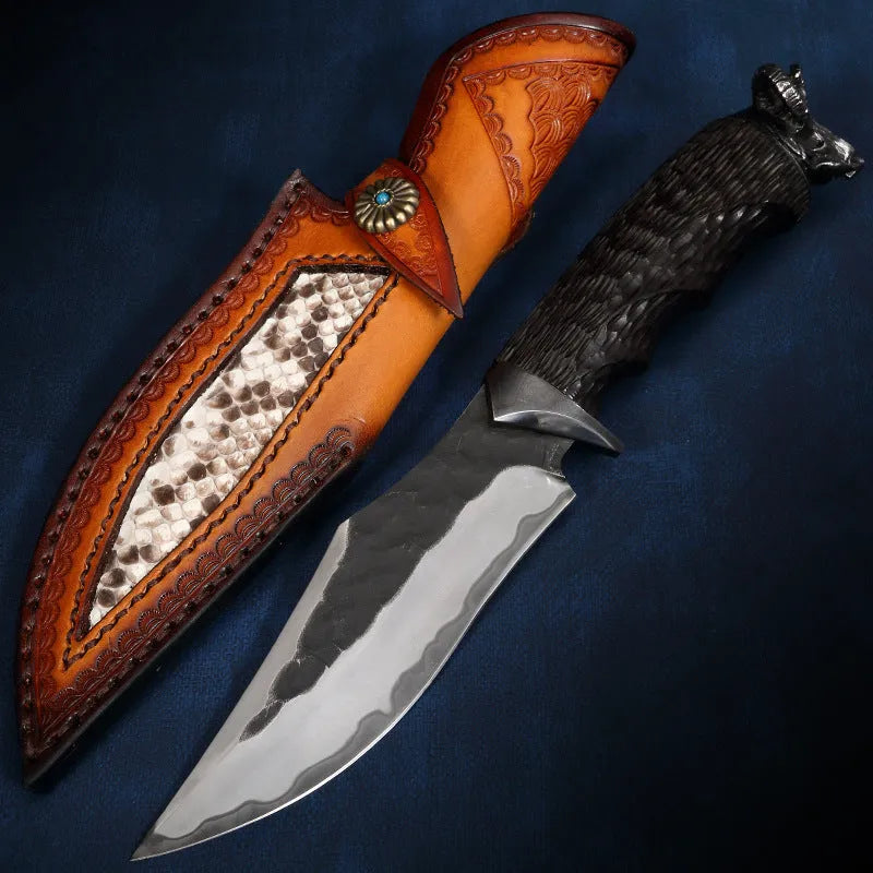 Black Goat high hardness three-in-one steel straight knife 200mm blade for outdoor survival camping hunting