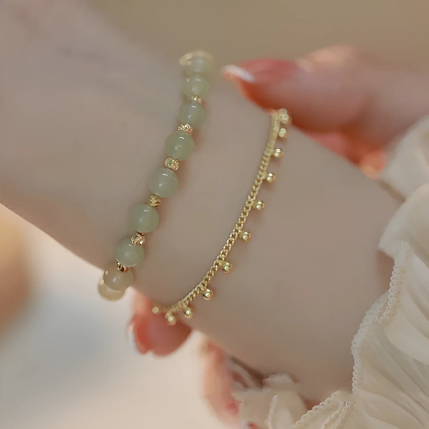 Natural Hetian Jade bracelet with princess running motif for women's daily wear.