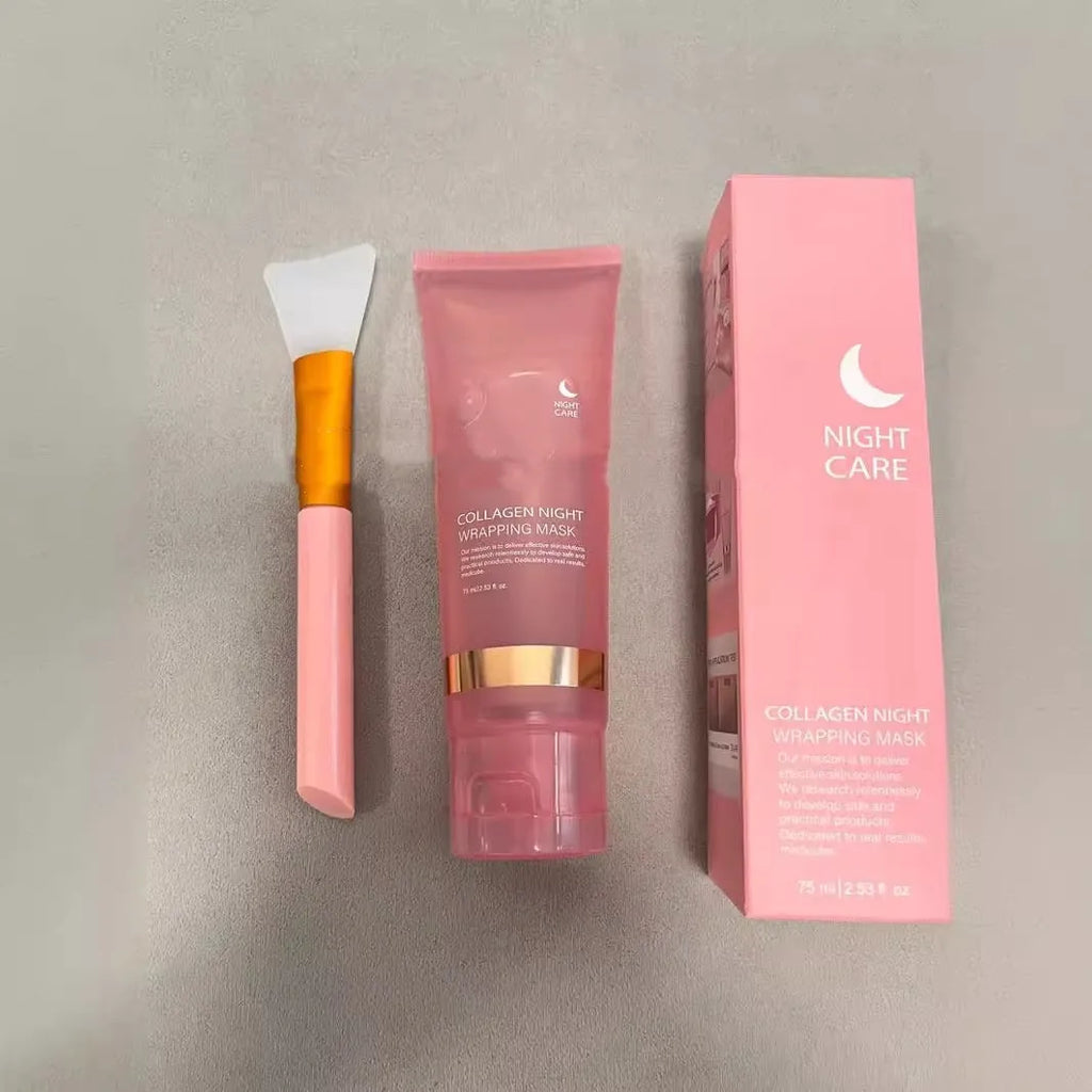 75ml collagen night face mask with application brush for overnight skin firming and hydration