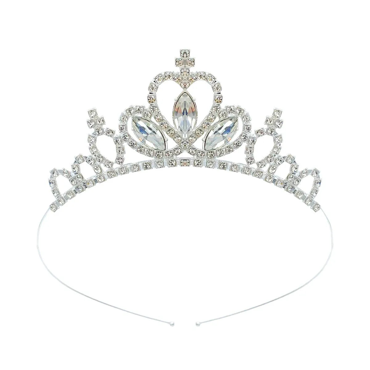 Girl's electroplated alloy princess crown headdress in gold and silver colour variations for birthday parties