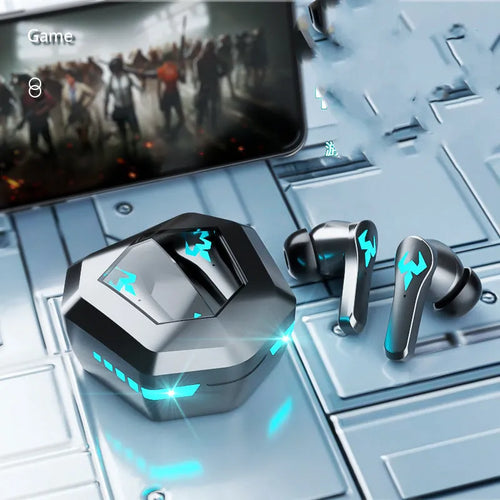 Black wireless in-ear sports gaming headset with Bluetooth 5.0 connectivity