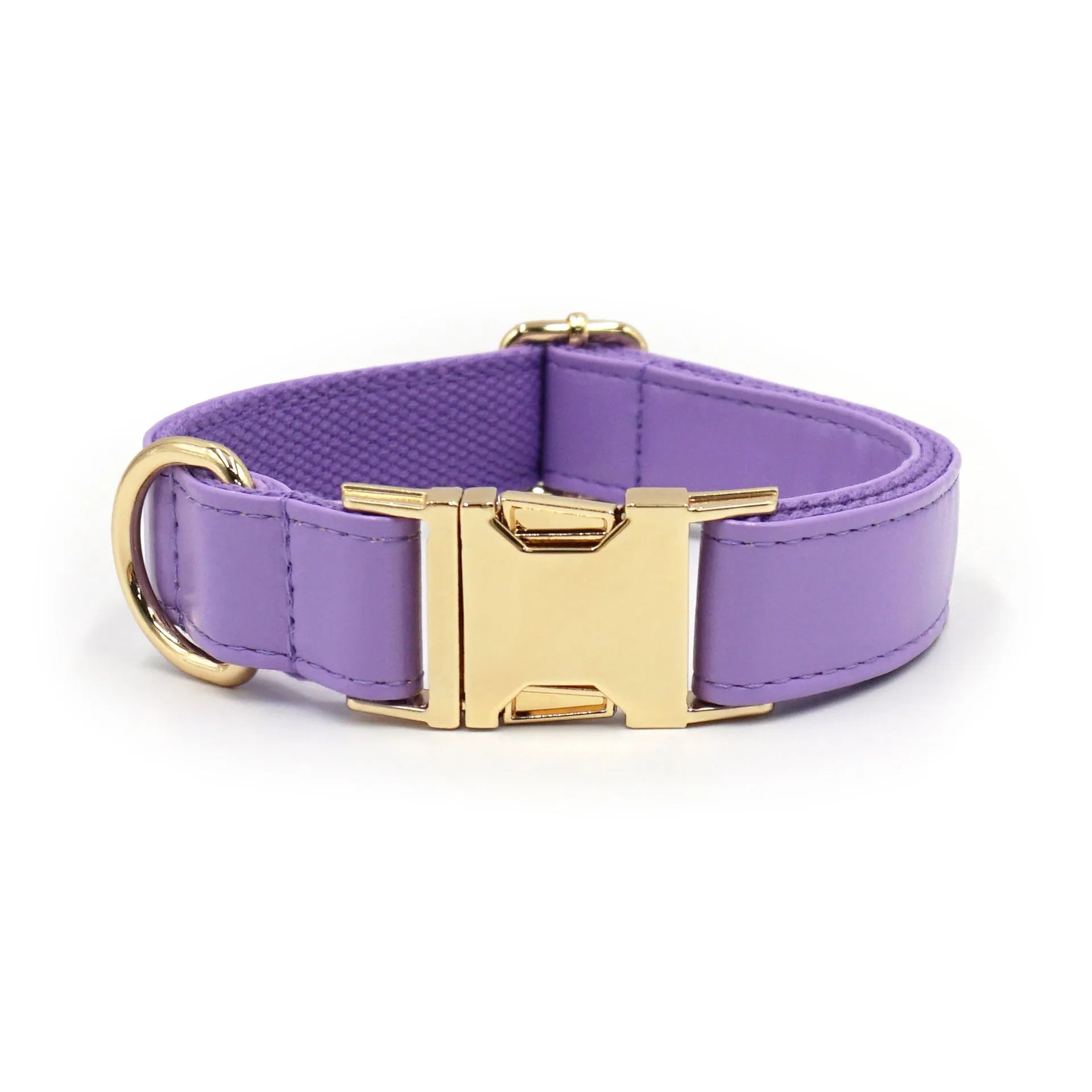 Leather dog collar with velvet finish and brass metal buckle in caramel colour option