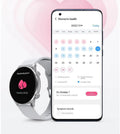 Black Bluetooth smartwatch with AMOLED display showing heart rate and call interface