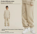 Men's solid colour cotton velvet sweatpants with elastic waist and ankle banding detail