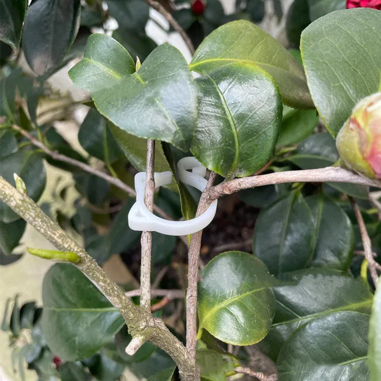 Small cat-shaped plastic clip for gardening in red, yellow, green, and white colours