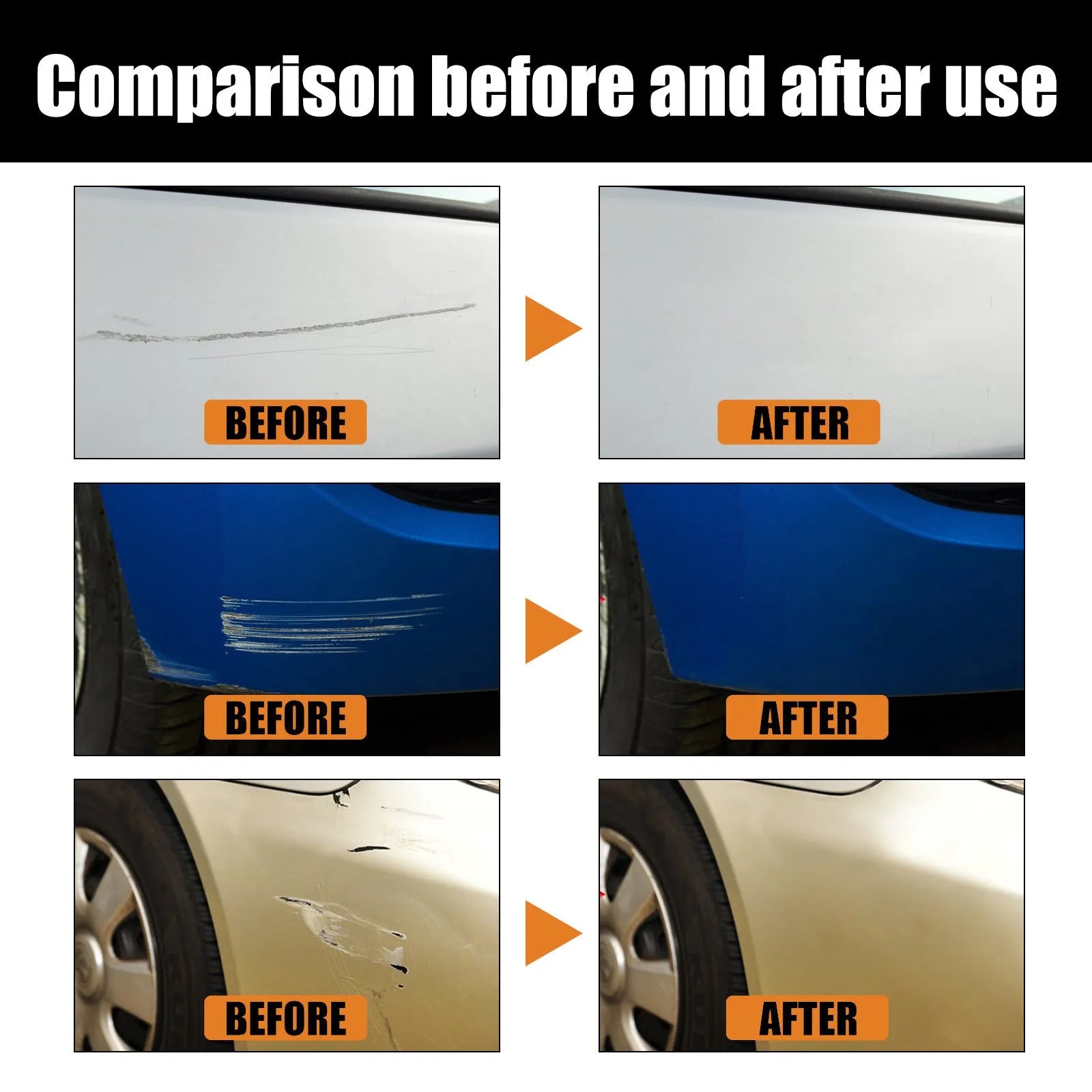 Nano scratch repair cloth for automobiles, 6 pieces chemical fibre cloths 20x10cm pack