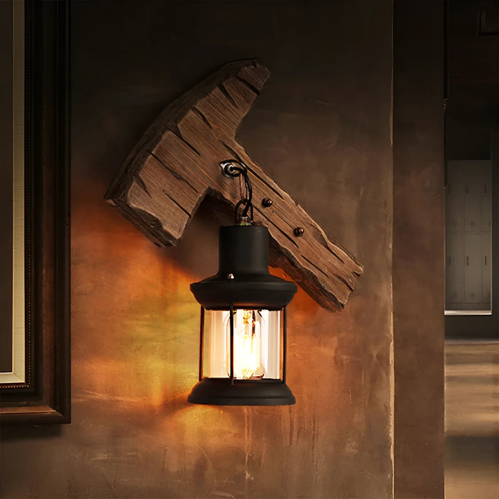 Retro nostalgic wall lamp with iron lampshade in industrial style, 35cm length, E27 fitting