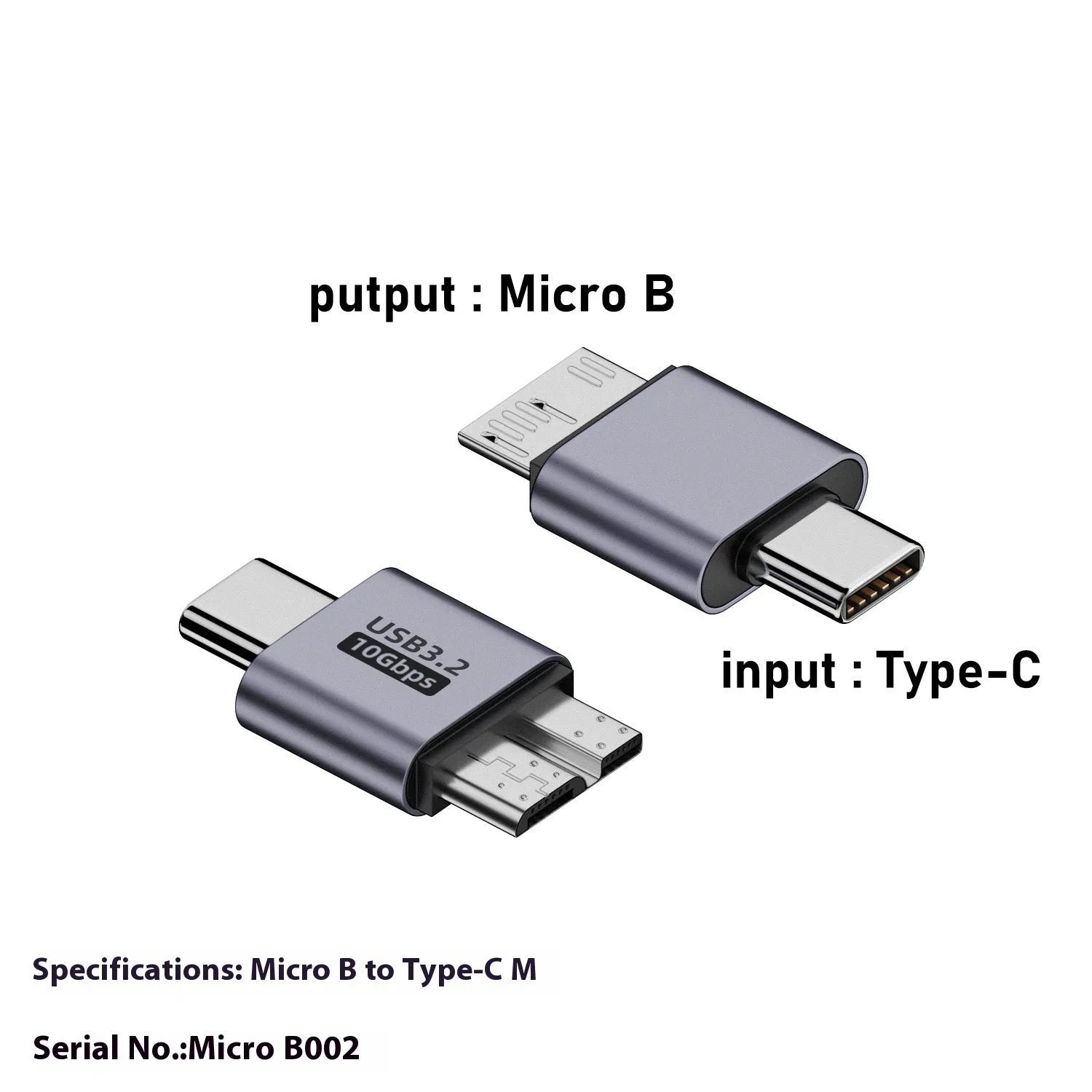 USB-A male to Micro-B female adapter for hard drives and phones