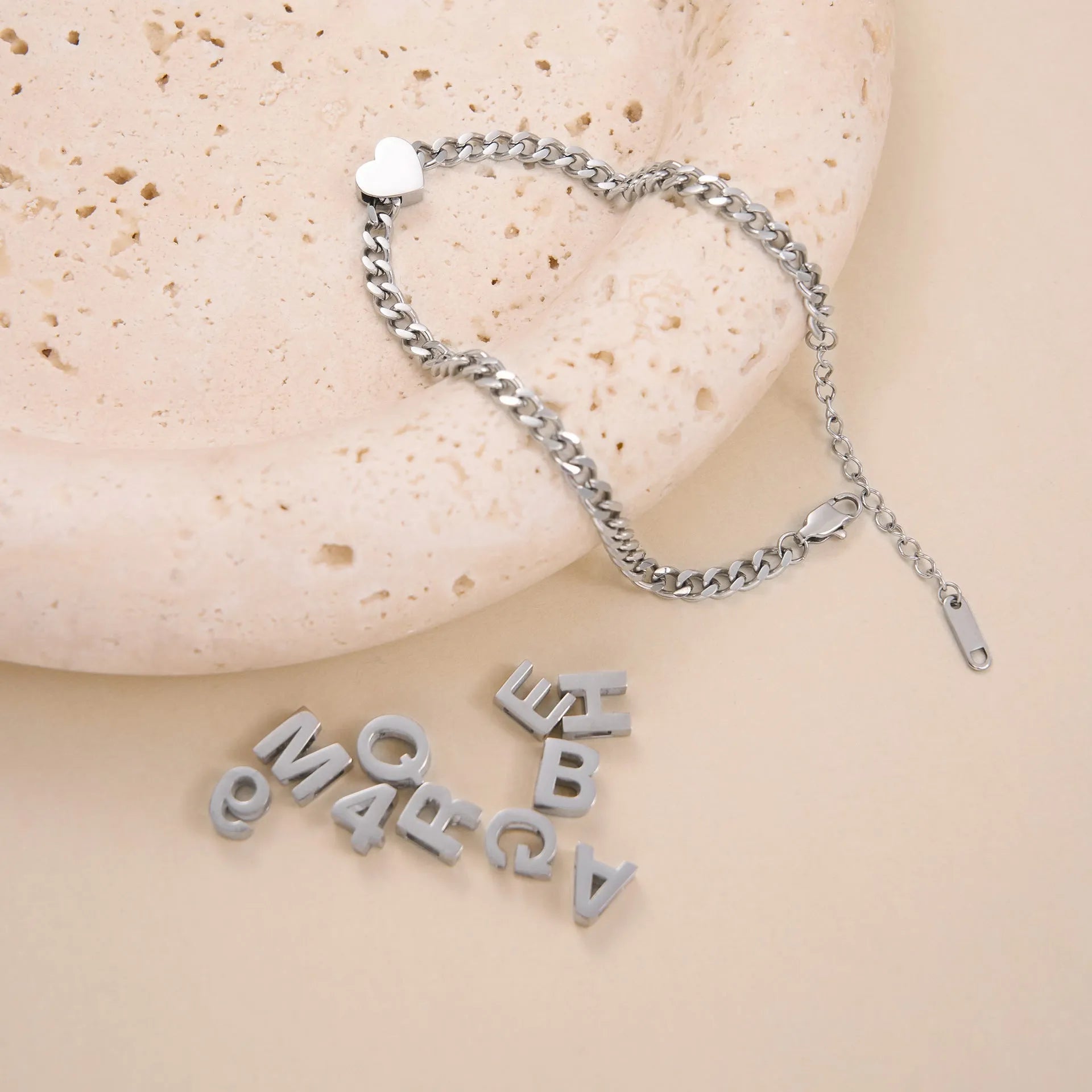 Titanium steel number letter necklace with 40.5cm chain and electroplated gold or silver finish