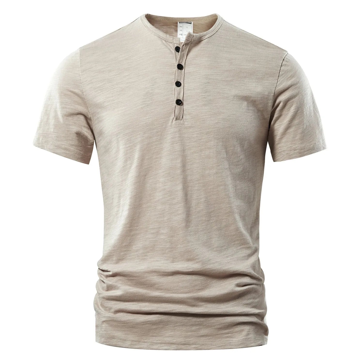 Men's solid colour slub cotton short sleeve T-shirt in British style pullover design.