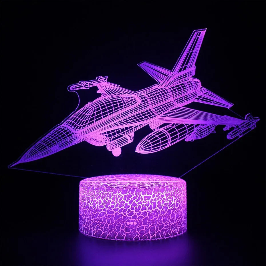 Cartoon airplane-shaped LED night light with touch switch and acrylic shade