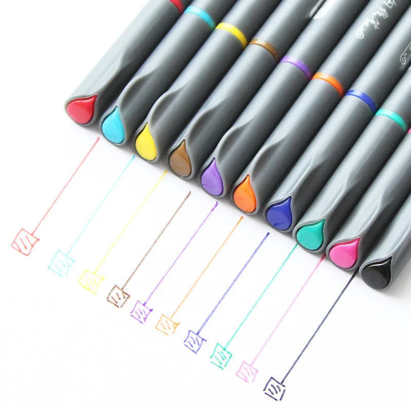 Ten 15.8 cm long technical drawing pens with 0.38mm fine line width for architecture and design.
