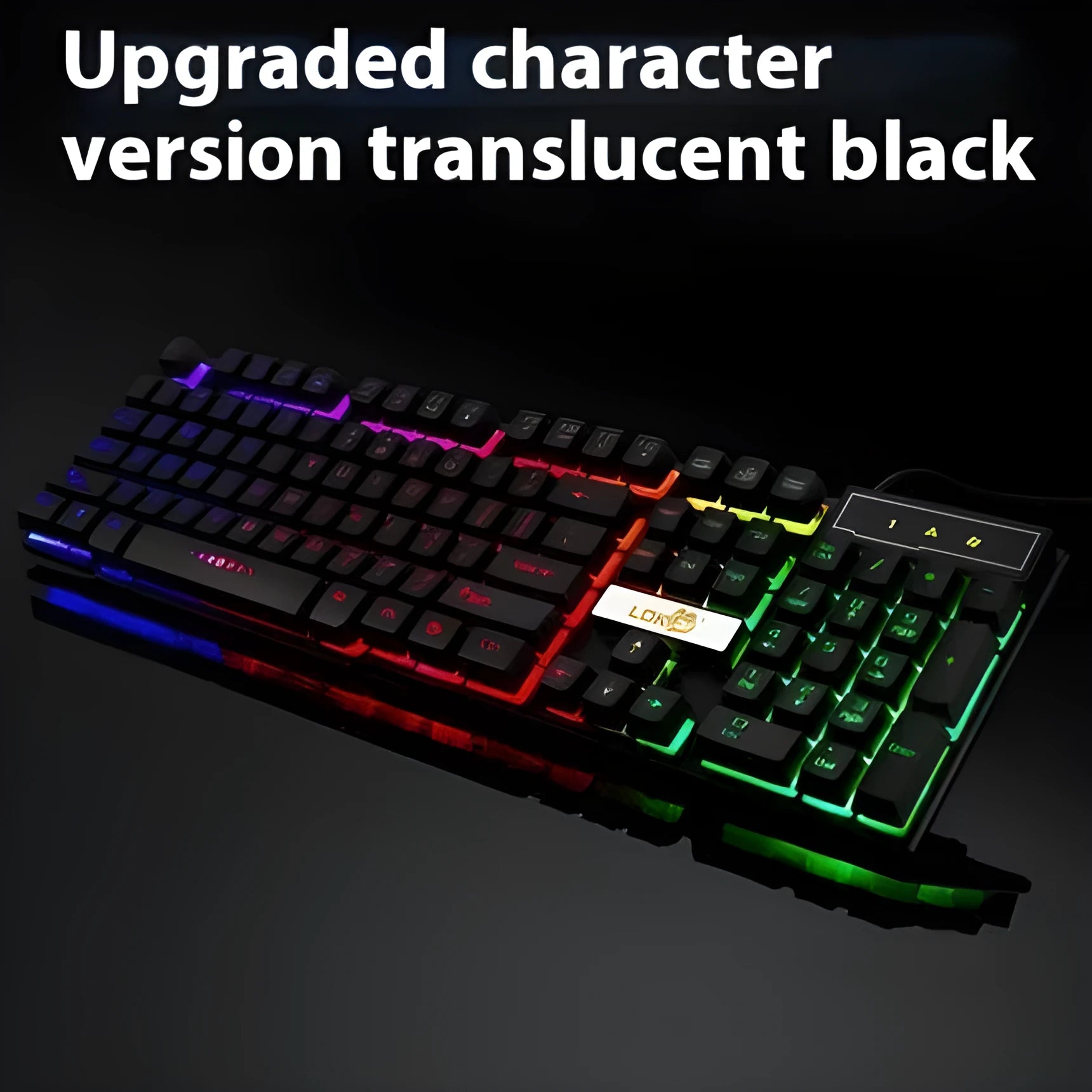 Industry mechanical gaming keyboard with glowing USB cable and RGB backlighting in white colour