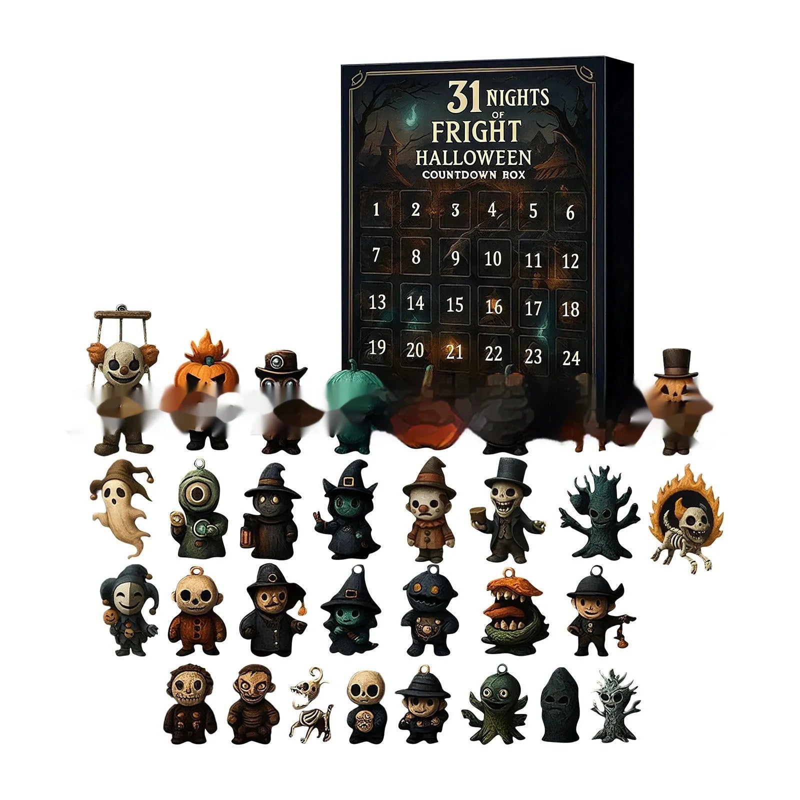 Halloween countdown box advent calendar with horror blind box and resin doll figures