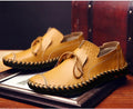 British style genuine leather men loafers shoes slip on flats in brown