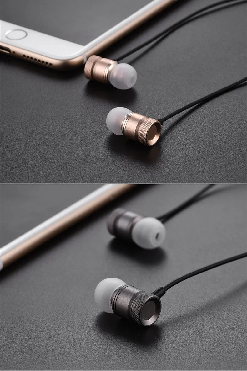In-ear headphones with TPE cable in black, gold, pink or silver colours showing 10mm drivers