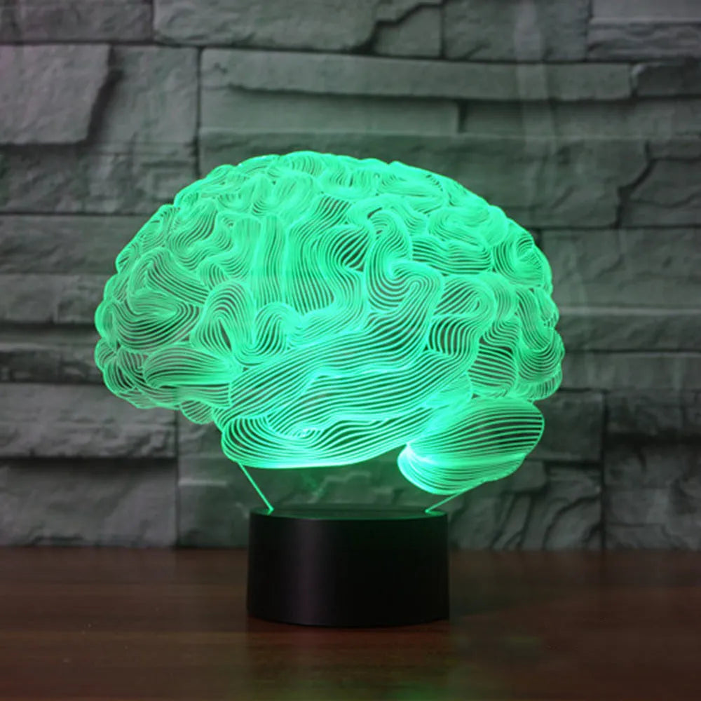 3D brain-shaped acrylic LED desk lamp with colour changing lights and remote control